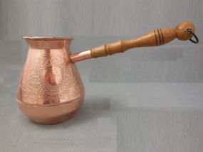 Турка медная 450 мл Маскарад золотистая джезва ручная работа кофеварка для кофе