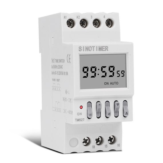 Реле часу Sinotimer TM627, на DIN-рейку, LCD, програмований, 16А, 220V