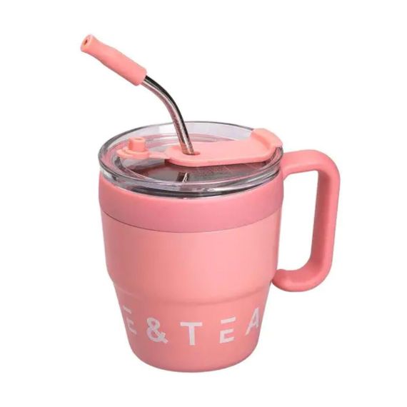 Термокружка Coffee & Tea с трубочкой розовая HP-14-23P | Зображення 1