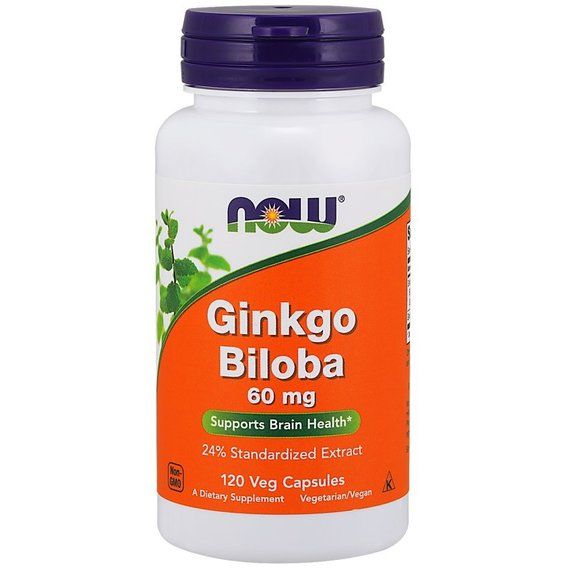 Гінко білоба NOW Foods Ginkgo Biloba 60 mg 120 Veg Caps