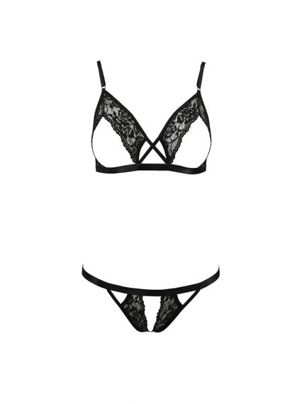 Комплект білизни з відкритим доступом DIABOLINA SET black S/M - Passion | Зображення 2