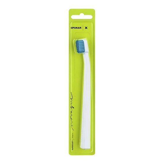 Зубна щітка Spokar 3429 X Super Soft (супер м'яка), діаметр щетинок 0,12мм., біла з синім