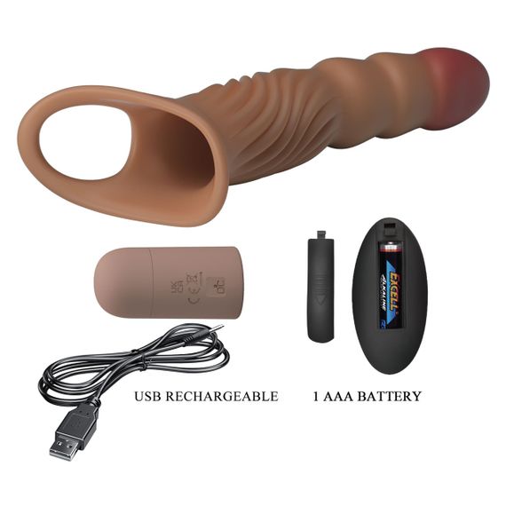 Насадка на член — Pretty Love Vibrating Penis Sleeve Extender sexstyle | Зображення 9