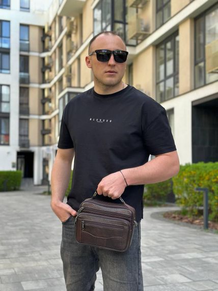 Топ! Чоловіча шкіряна сумка барсетка через плече з ручкою коричнева BEXHILL 61881B | Зображення 5