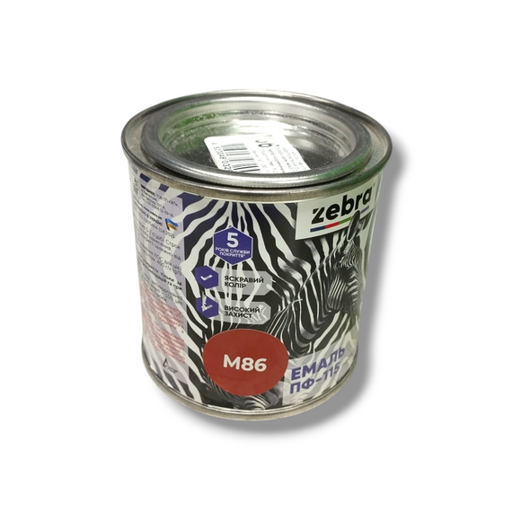 Емаль алкідна пф-115 універсальна 0,25кг zebra master 1286 m86 коричневий