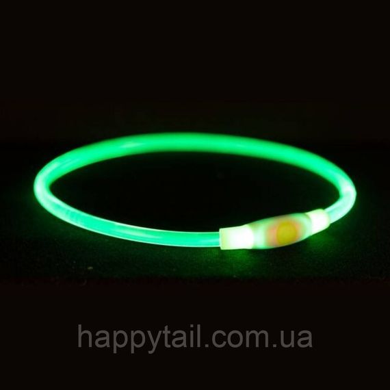 Светящийся ошейник для собак Trixie Flash Light Ring USB силиконовый зеленый L–XL 65 см 8 мм | Зображення 1