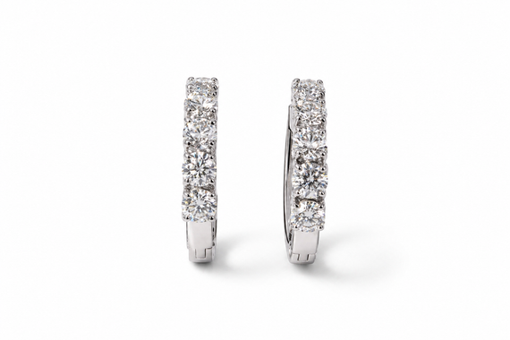 Серьги из белого золота с бриллиантами S-0393 | Зображення 2