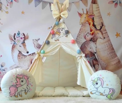 Вігвам ,дитячий домік Unicorn БОН БОН на молочному  Повний комплект!( коврик Бонбон+подушки) Індивідуальний набір | Зображення 5