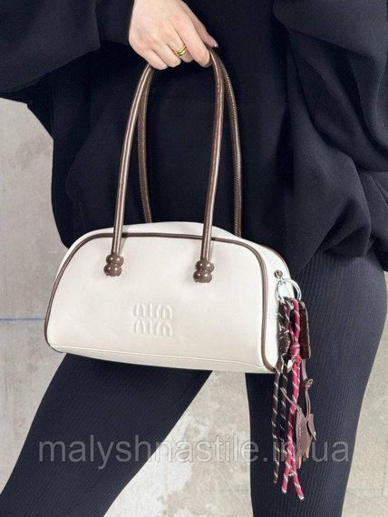Женская сумка Miu Miu white/brown 4 ПП7551 | Зображення 4