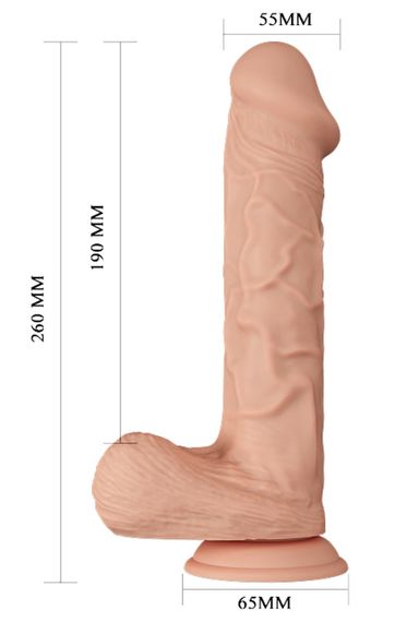 Фалоімітатор з мошонкою на присосці BAILE - Beautiful Bergrisi 10.2", BW-008103NR Sex Aura | Зображення 7