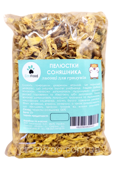 Лакомство для грызунов EcoFood лепестки подсолнуха 25 г 6706