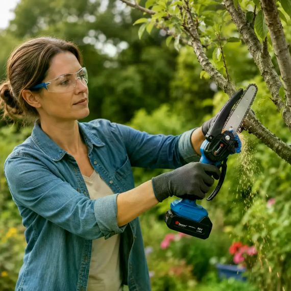 Акумуляторна ланцюгова міні-пилка DOMOTEC CHAIN SAW 6″ 68V 8Ah для обрізання гілок | Зображення 4