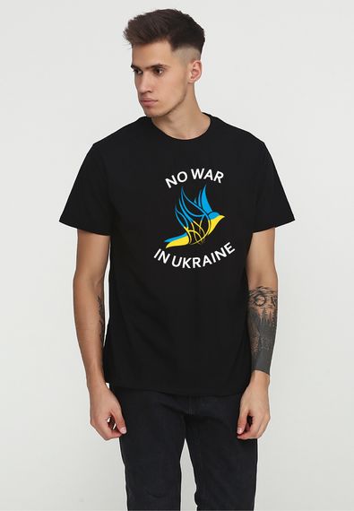 Футболка чоловіча чорна з принтом "Жовто-блакитний птах", XL