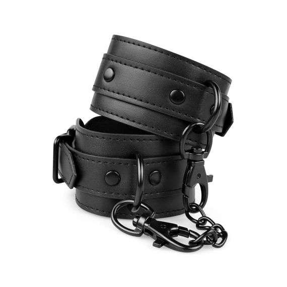 Наручники Bedroom Fantasies: Faux Leather Handcuffs One Size, чорні | Зображення 1