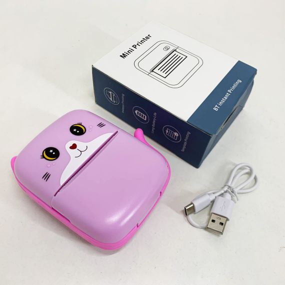 Портативный детский термопринтер с Bluetooth A8 Cat мини принтер для телефона Pink SC-51 | Зображення 3