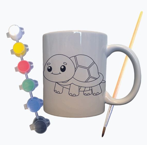 Набор для творчества кружка раскраска "Черепаха аха аха" 330 мл белая