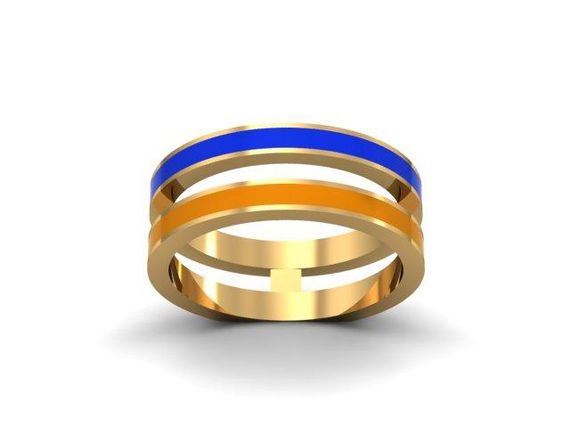 Кольцо из желтого золота с эмалью 19 | Зображення 3