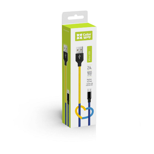 Кабель USB MicroUSB ColorWay CW-CBUM052-BLY 2,4A 1м синій/жовтий | Зображення 6