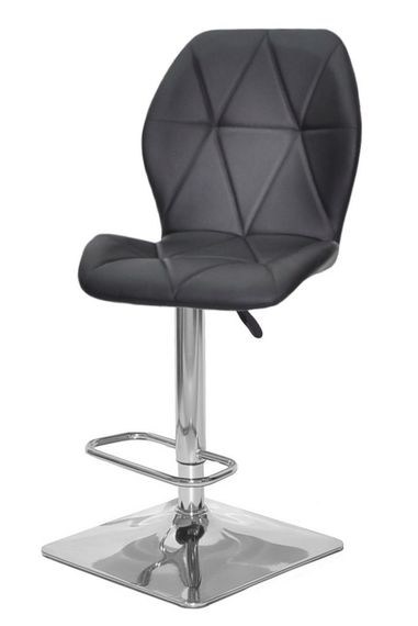 Барный стул с регулировкой высоты на хромированной квадратной ноге с подножкой Alby Bar 4-CH-Base Кожзам черный | Зображення 3
