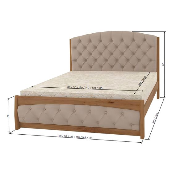 Двоспальне дерев'яне ліжко Mebigrand Мехіко Вільха/Аляска 93 (Сірий) 140х200 см (MBG-12184) | Зображення 2