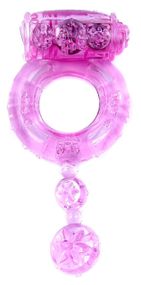 Эрекционное вибро кольцо BOSS Vibrating Cock Ring with balls Pink, BS6700043 sexstyle