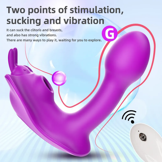 Вибромассажёр бабочка "Multifunctional butterfly", 10 режимов вибрации и вакуума, пульт д.у sexstyle | Зображення 4