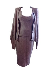 Костюм в'язаний трійка зі спідницею М&M коричневий (213861)