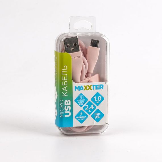 Кабель Maxxter UB-M-USB-01GP, USB 2.0 A-тато/Micro B-тато, 1,0 м. | Зображення 3