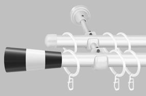 Карниз для штор металевий, дворядний 19 мм , Білий Валео (білий+чорний) 300 див.