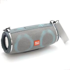 Портативная колонка TG642 с RGB подсветкой и ремешком. Цвет: серый