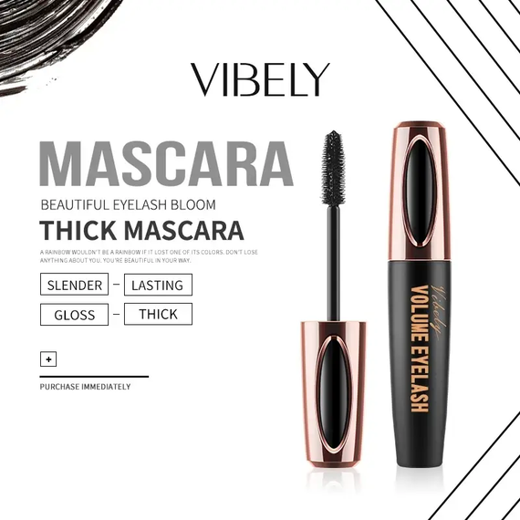 Туш для вій подовжувальна об'ємна 4D Vibely Volume Eyelash, чорний колір, 10 ml | Зображення 4