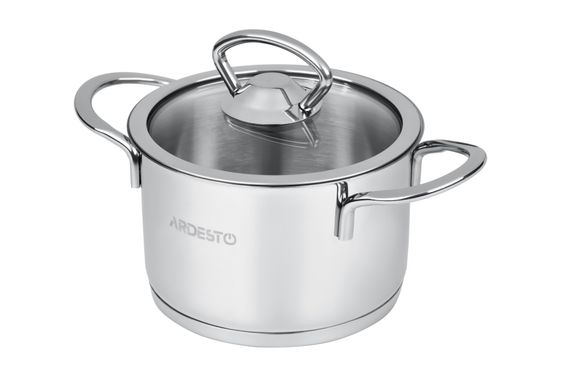 Кастрюля Ardesto Luna, стеклянная крышка, 0.9 л, нержавеющая сталь (AR0609S)