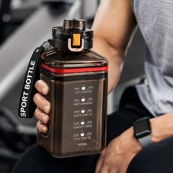 Спортивная Бутылка 2200 мл (Gallon) из черного прозрачного и безопасного пластика (BPA Free) | Зображення 6