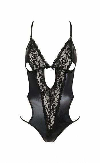 Боді з імітацією шкіри і стрепами ASUNA BODY Passion, Чорний, S, M, S/M, Маленький розмір | Зображення 2