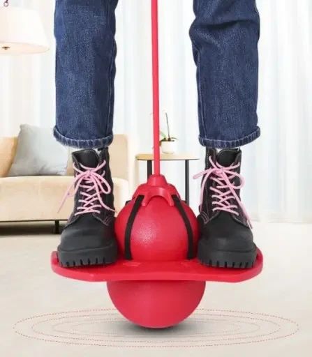 Красный Детский прыгун-джампинг на резинке (высота 54см, резиновая трубка растягивается)