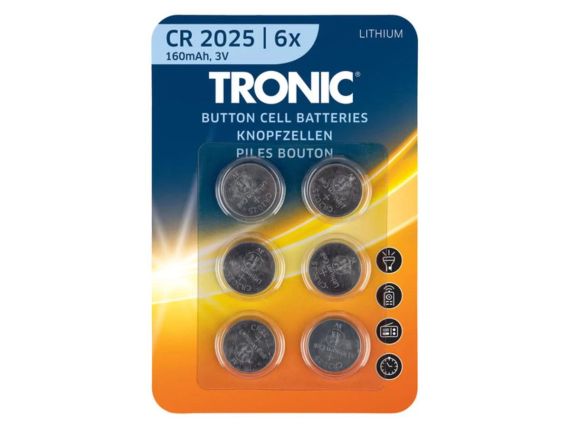 Батарейки Tronic CR2025 Lithium 3V, блістер 6 шт