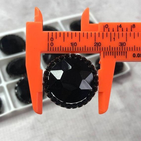 Стрази скляні круглі 22 мм пришивні, Crystal black | Зображення 3