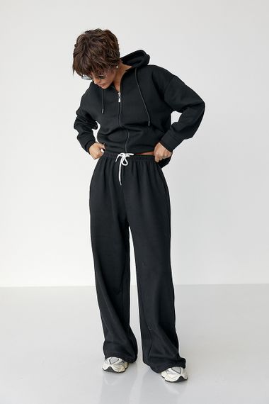 Утеплене худі на блискавці - чорний цвет, M (є розміри) | Зображення 2