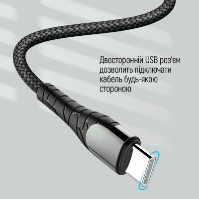 Дата кабель USB-C to USB-C 2.0m PD Fast Charging 65W 3A grey ColorWay (CW-CBPDCC039-GR) | Зображення 4