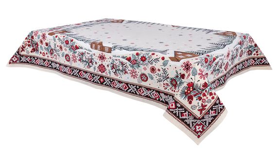 Скатертина гобеленова HUTSUL Limaso, 137х280, Прямокутна, Новорічний, Без люрексу, з мікрофібою, 80% поліестер, 15% бавовна, 5% акрил, Гобелен