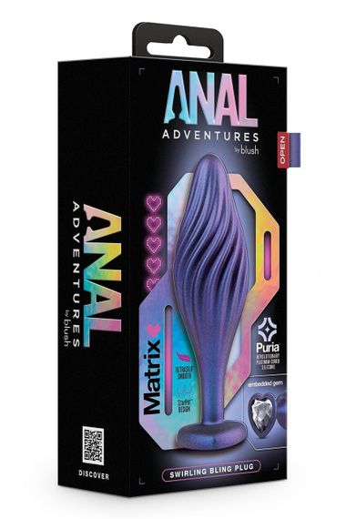 Текстурированная анальная пробка Blush Anal Adventures Matrix украшенная камнем, фиолетовая sexstyle | Зображення 7