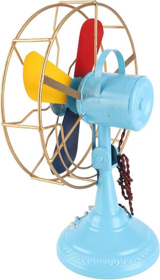 Винтажный настольный вентилятор антикварный цветной металлический, стильный старинный ретро декор для дома | Зображення 3