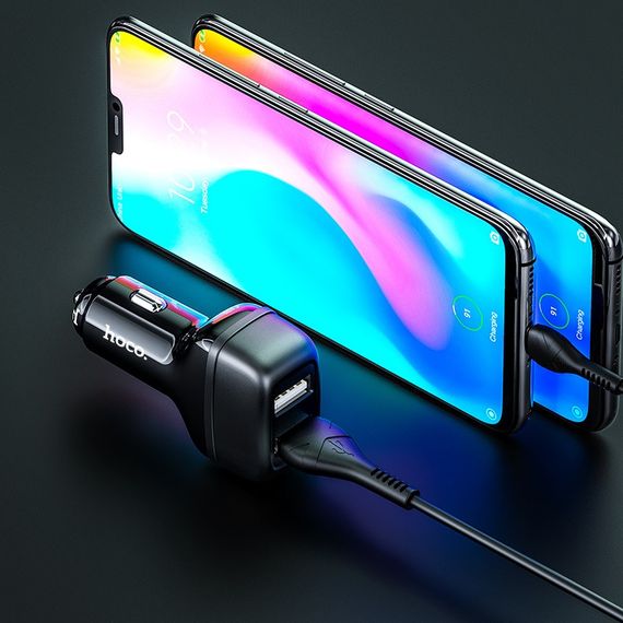 АЗП Hoco Z36 Leader 2.4A (2USB-A) + кабель USB to Type-C Чорний | Зображення 4