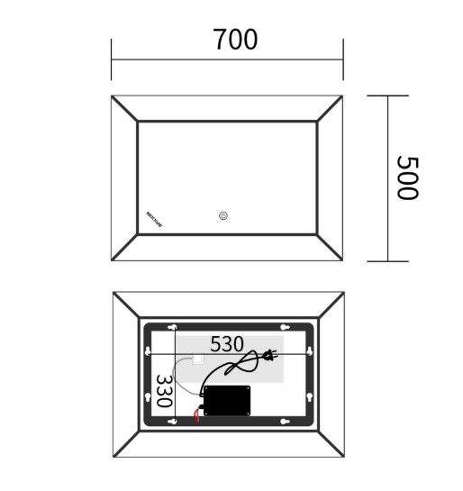 Дзеркало Mixxus Premium CUBIC MR14-70x50-REVERSE (LED Touch, Anti-fog) (MP6647) | Зображення 1
