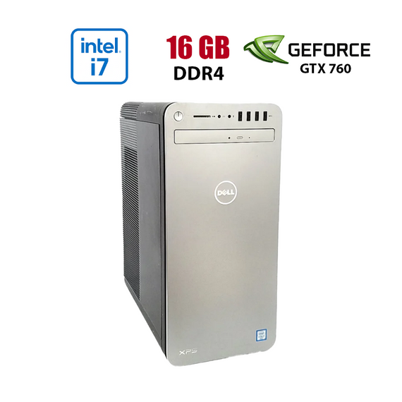 Игровой ПК Dell XPS 8910 / Intel Core i7-7700 (4 (8) ядра по 3.6 - 4.2 GHz) / 16 GB DDR4 / 256 GB SSD NVMe / nVidia GeForce GTX 760, 2 GB GDDR5, 256-bit / Win 10 Lic б/у