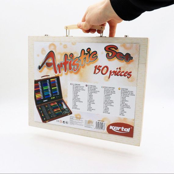 Детский набор для творчества на 150 предметов, в деревянном чемоданчике / Набор юного художника | Зображення 9