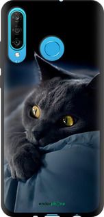 Чохол на Huawei P30 Lite Димчастий кіт "825b-1651-2448"