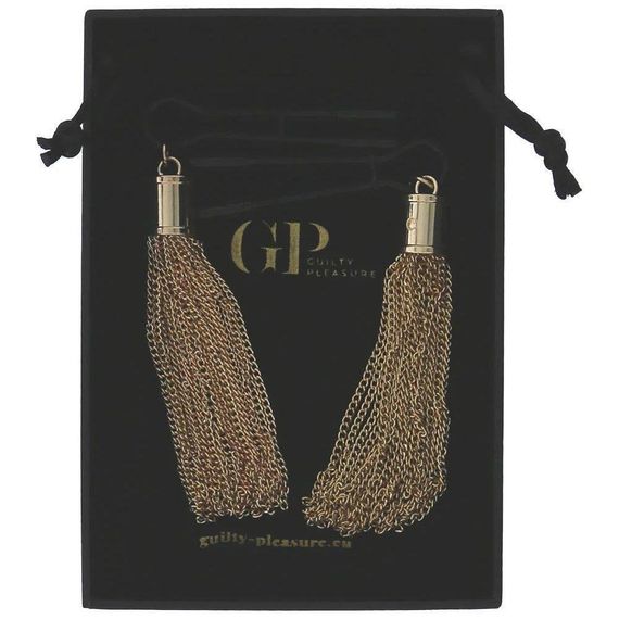 Затискачі для сосків Guilty Pleasure Tassel Tease Clamps, чорно-золоті Sex Aura | Зображення 8