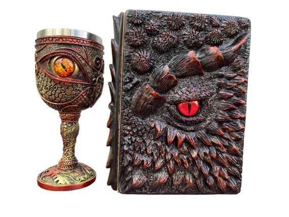 Подарунковий набір Келих 3D Око Orange і Блокнот 3D «Око Пламінного Дракона»
