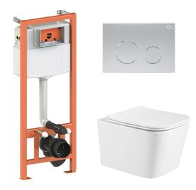 Набір Qtap Nest 4 в 1 підвісний унітаз Crow Ultra Quiet 490x360x290 + комплект інсталяції QT05335171W45130